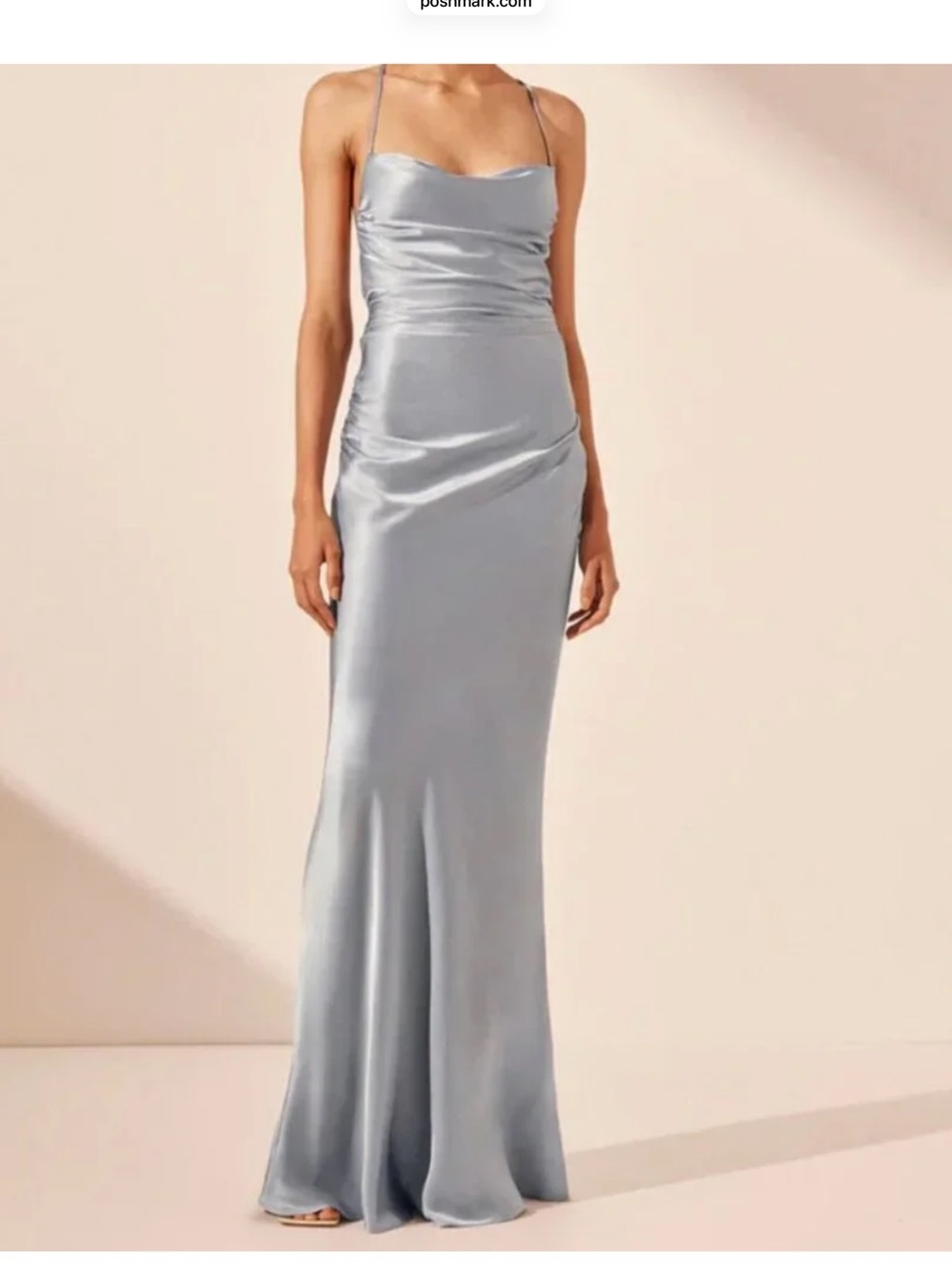 Shona Joy La Lune Lace Back Maxi Dress in Silver